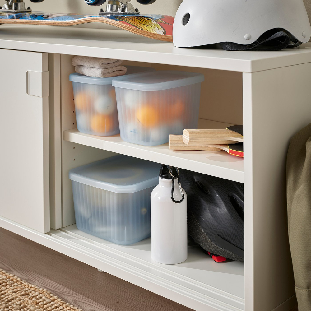 IKEA RYKTA  (ИКЕА РИКТА)  -  Контейнер с крышкой - прозрачный серо-синий 18х24х12 см/3.5 л