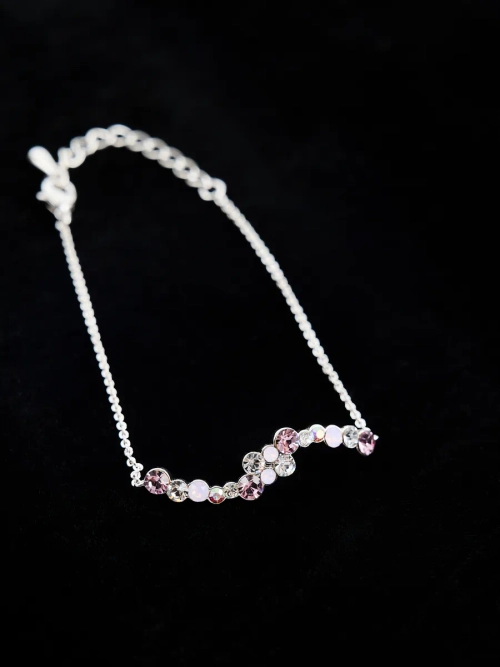 Браслет Млечный путь с розовыми кристаллами Swarovski