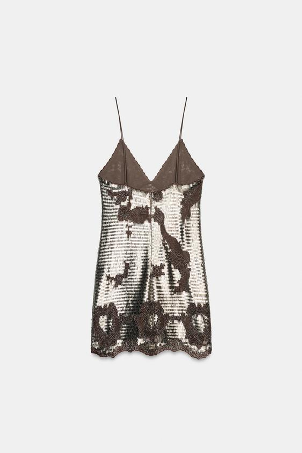 ZARA ПЛАТЬЕ-КОМБИНАЦИЯ С ПАЙЕТКАМИ — ZW COLLECTION, СЕРЫЙ