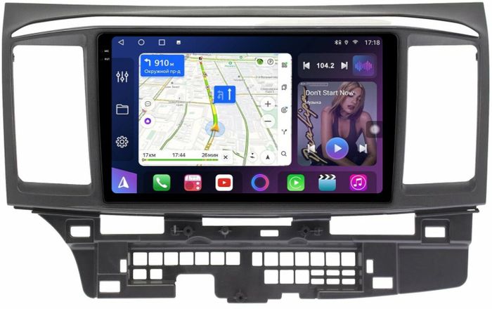 Магнитола для Mitsubishi Lancer X 2007-2016 - FarCar BM037-9/3281M-2K монитор 9.5" 2K QLED на Android 14, Быстрая, CarPlay, 4G SIM-слот
