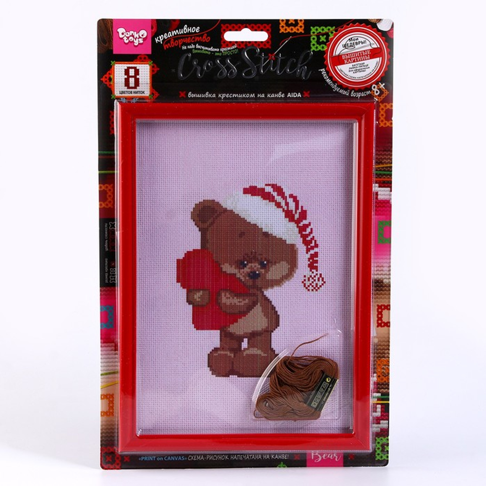 Danko Toys Вышивка крестиком на канве, серия CROSS STITCH «Мишка с сердечком», Danko Toys