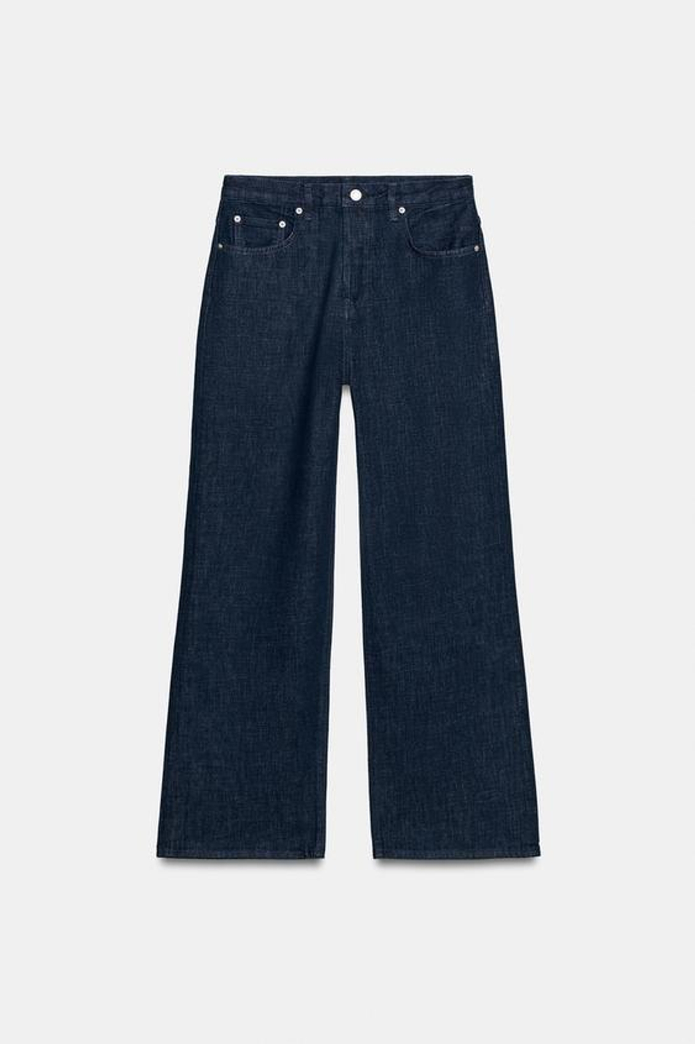 ZARA ДЖИНСЫ STRAIGHT FIT С ВЫСОКОЙ ПОСАДКОЙ ZW COLLECTION, СИНИЙ