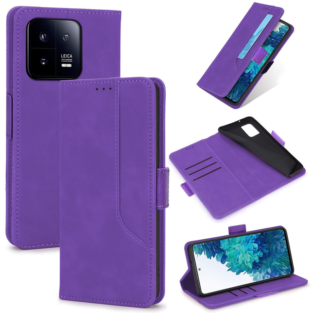 Стильный чехол-книжка из кожи для XIAOMI 13 PRO с отделом для наличных, 3 слотами для карт и подставкой