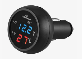 Вольтметр электронный в прикуриватель 12v\24v CAR CHARGER (2USB 3,1А+1,0А) с термометром 3в1 RV-035