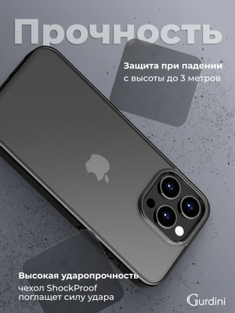 Чехол накладка iPhone 12/12 Pro 6.1" Gurdini Shockproof Touch Series Black