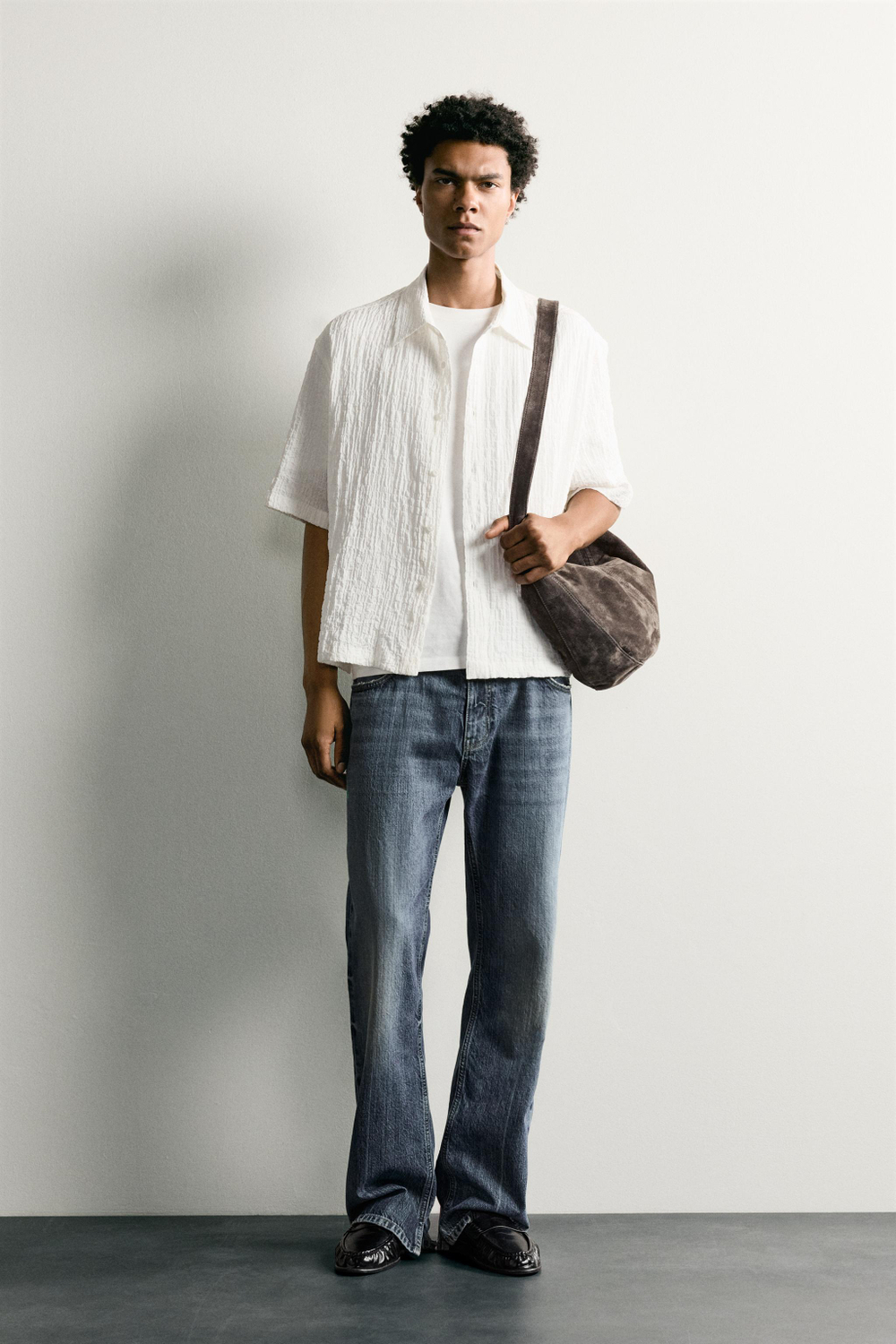 РУБАШКА RELAXED FIT С ФАКТУРНЫМ УЗОРОМ — ZARA