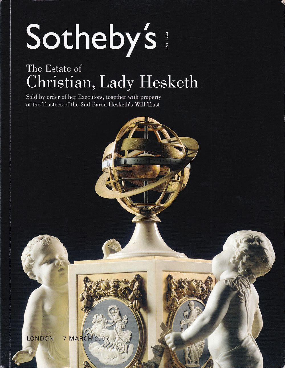 Каталог аукциона Sotheby’s, Лондон, Усадьба Кристиан, леди Хескет от 7 марта 2007 года