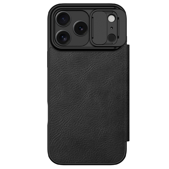 Кожаный чехол книжка от Nillkin для iPhone 17 Pro Max, серия Qin Pro Leather с обновленной сдвижной шторкой
