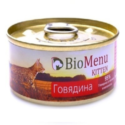 BioMenu Консервы д/котят мясной паштет с Говядиной, 100гр
