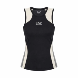 Топ теннисный EA7 Women Jersey Tank - black/butter/asphalt
