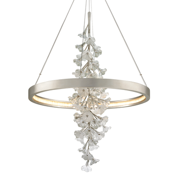 Corbett Jasmine Chandelier, 91 cm, Silver Leaf
