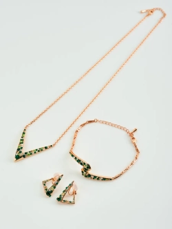 Браслет Молния с зелеными кристаллами Swarovski