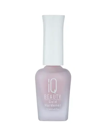 IQ Beauty Укрепитель для ослабленных и ломких ногтей с коллоидным золотом Gold Hardener, 12,5 мл Розово-бежевый с золотистым мерцанием