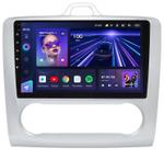 Магнитола для Ford Focus 2 2004-2011 (климат, рамка серебро) - Teyes CC3 монитор 9" QLED на Android 10, Быстрая, CarPlay, 4G SIM-слот
