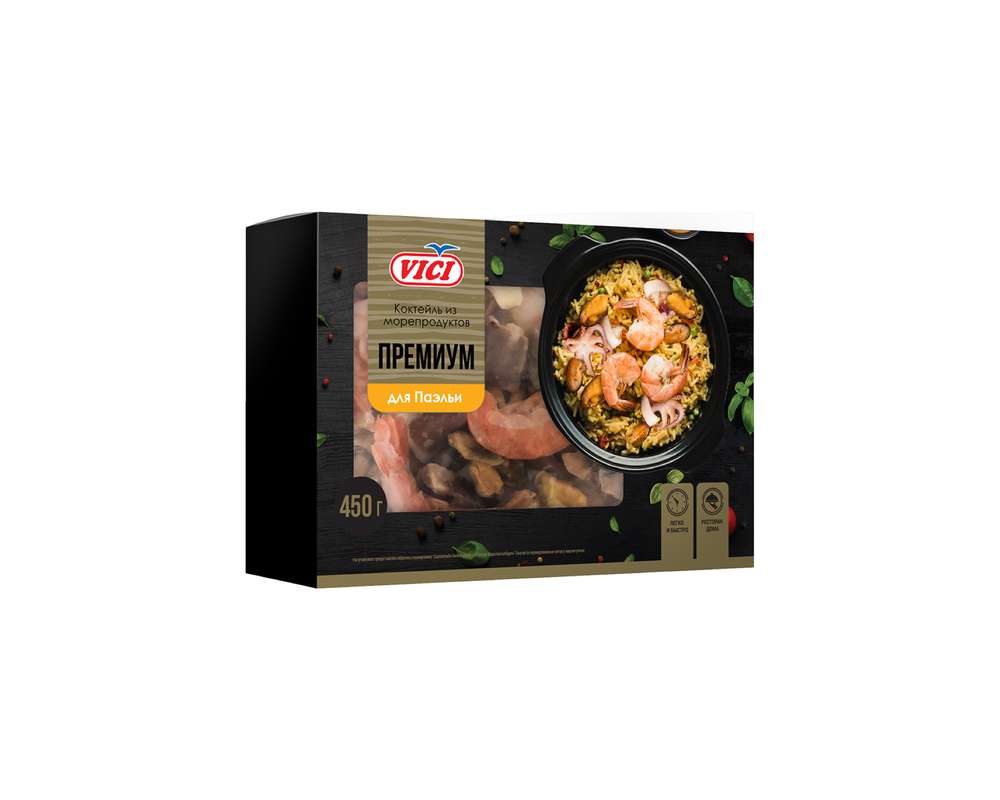 Коктейль из морепродуктов мороженых и в/м «ПРЕМИУМ» «для Паэльи», VICI, 450 г.