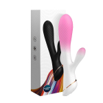 Бело-розовый вибромассажер-кролик 20,5см Silicone Toys USK-V25