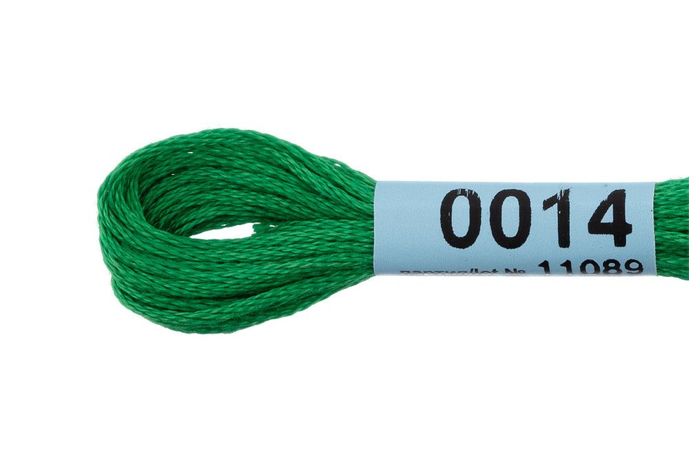 Мулине Gamma 100% хлопок, цв.0014 яр.зеленый, 24 мотка по 8 метров