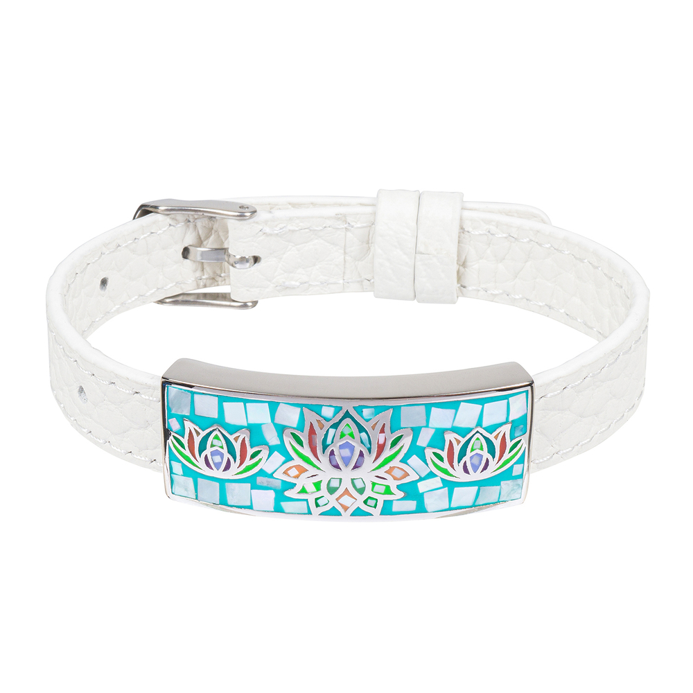 Браслет Fiore Luna на белом кожаном ремешке CB03596-1A