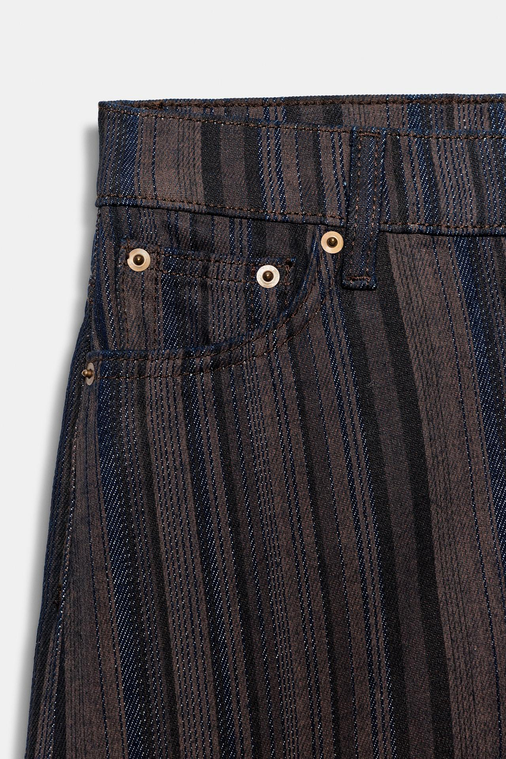 ZARA ДЖИНСЫ TAPERED С ВЫСОКОЙ ПОСАДКОЙ — ZW COLLECTION, КОРИЧНЕВЫЙ