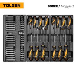 TOLSEN (TT85415P) Набор инструментов 157 предметов, "BOXER", в черной тележке, в комплекте гайковерт TT73362