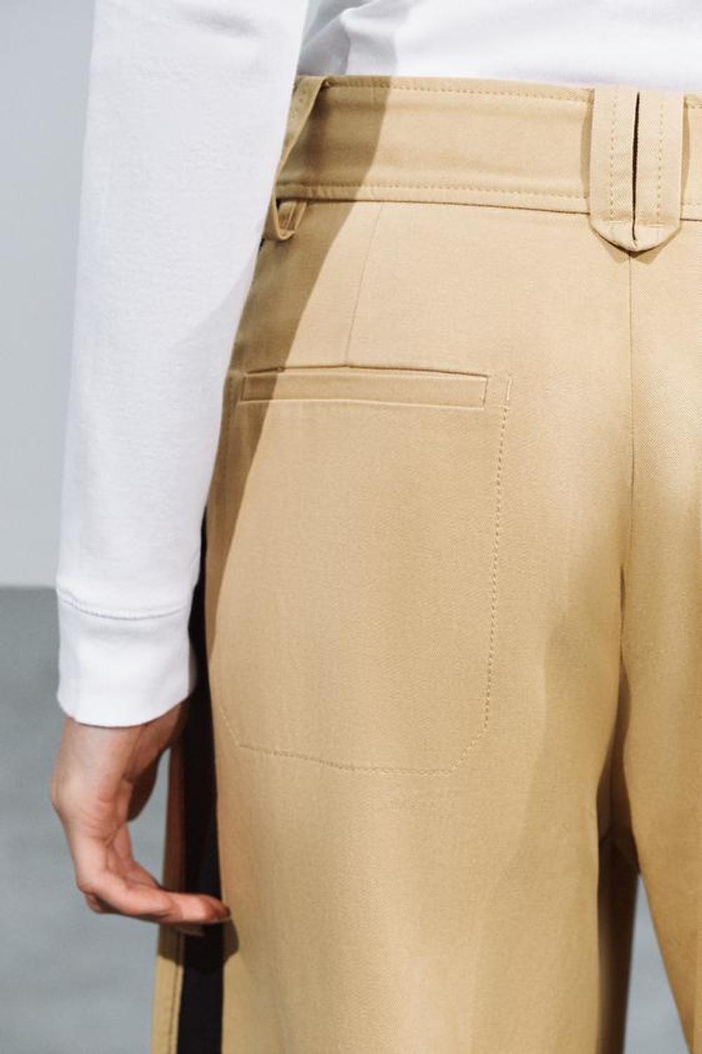 ZARA ШИРОКИЕ БРЮКИ BAGGY С ПОЛОСАМИ ПО БОКАМ — ZW COLLECTION, МЯГКИЙ КАШТАНОВЫЙ