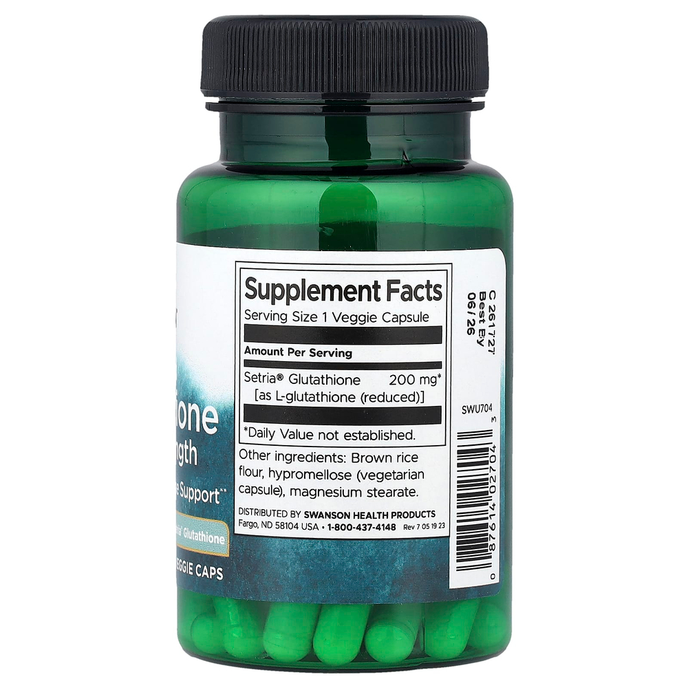 Swanson Vitamins, восстановленный L-глутатион, 200 мг, 60 растительных капсул