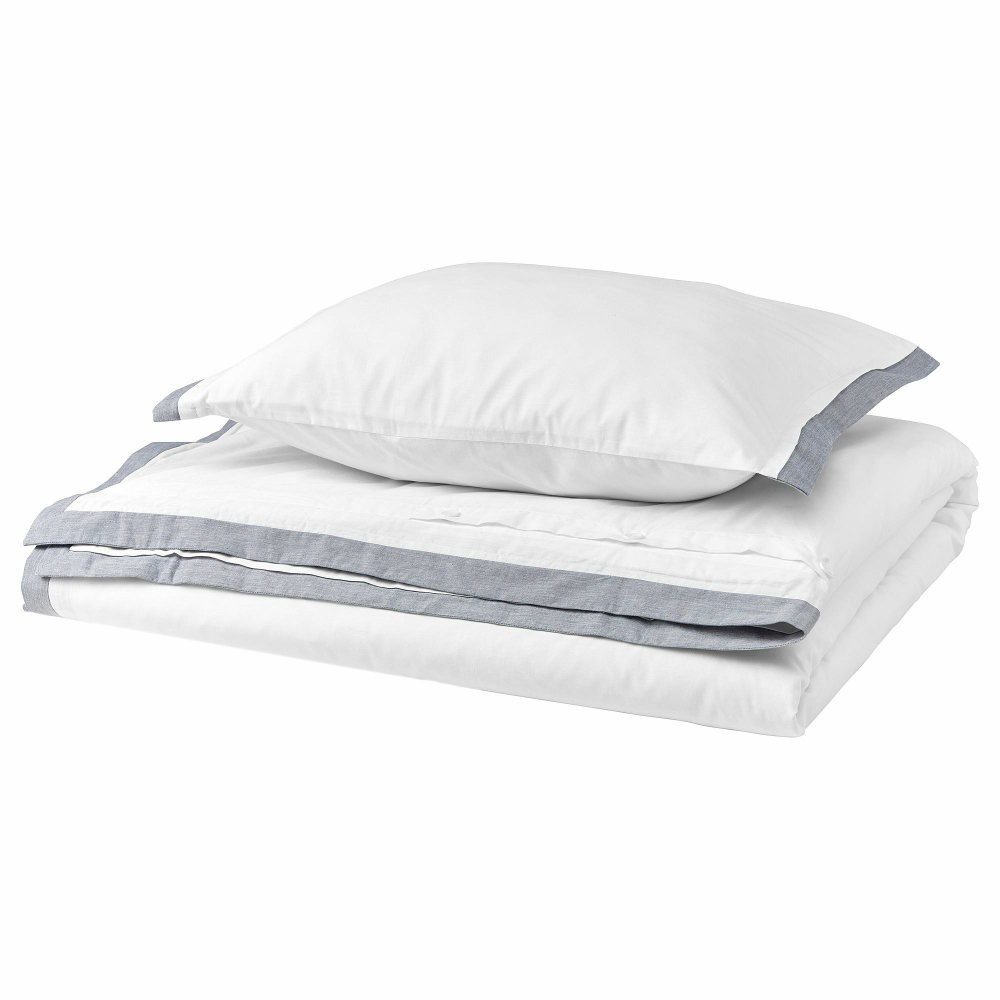 Комплект постельного белья IKEA TATELSMYGARE (ТАТЕЛСМИГАРЕ), Односпальный, Белый, 150x200, 50x80 см