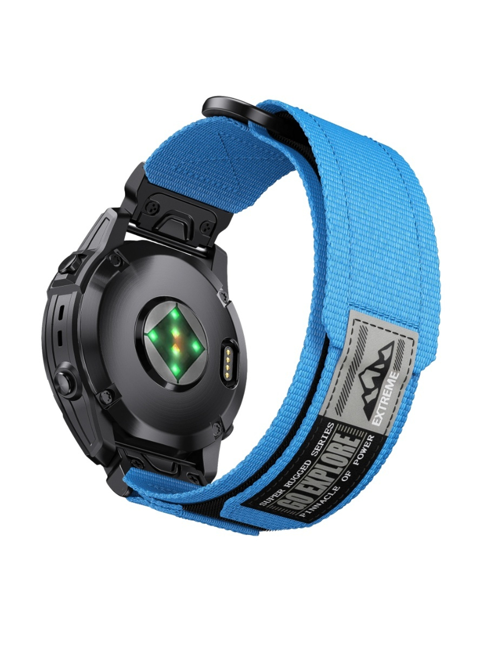 Нейлоновый ремешок 22 мм для Garmin (циферблат 47 мм) QuickFit на липучке (Голубой)