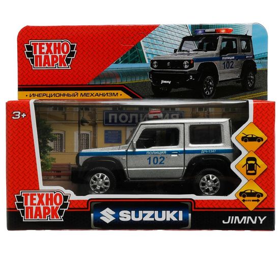 Машина металл SUZUKI JIMNY ПОЛИЦИЯ 11,5 см, двер, баг, инер, сер, кор. Технопарк