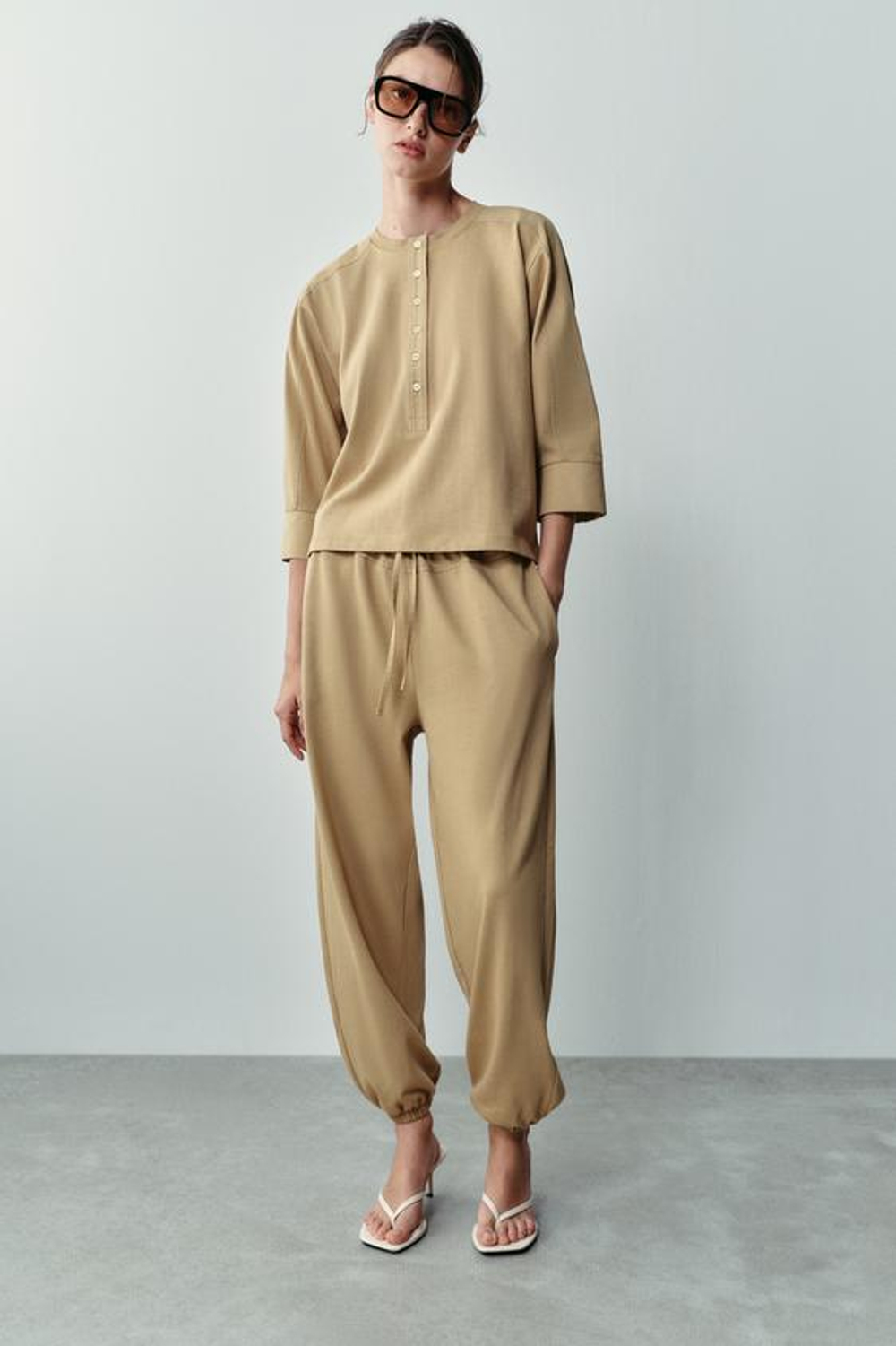 ZARA КОМБИНИРОВАННАЯ ФУТБОЛКА, РЫЖЕВАТО-КОРИЧНЕВЫЙ