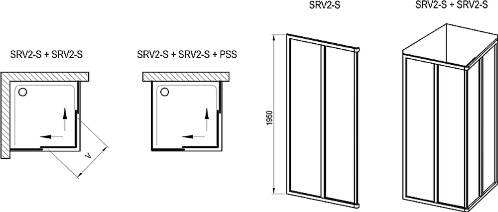 Душевая дверь Ravak Supernova SRV2-75 195 S 14V301O211 профиль Белый витраж пластик Pearl
