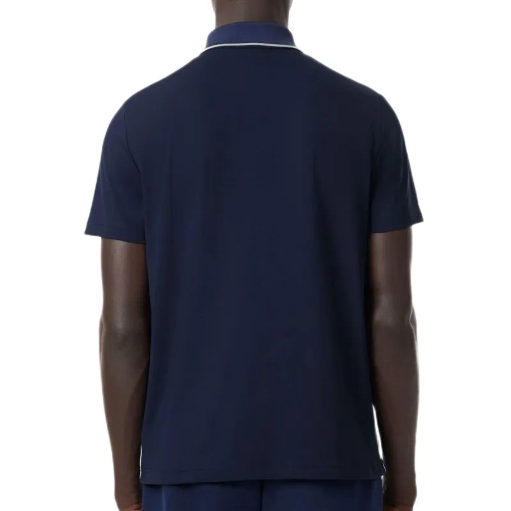 Мужское теннисное поло Lacoste Ultra Dry Badge Accent Tennis Heritage - navy blue/white