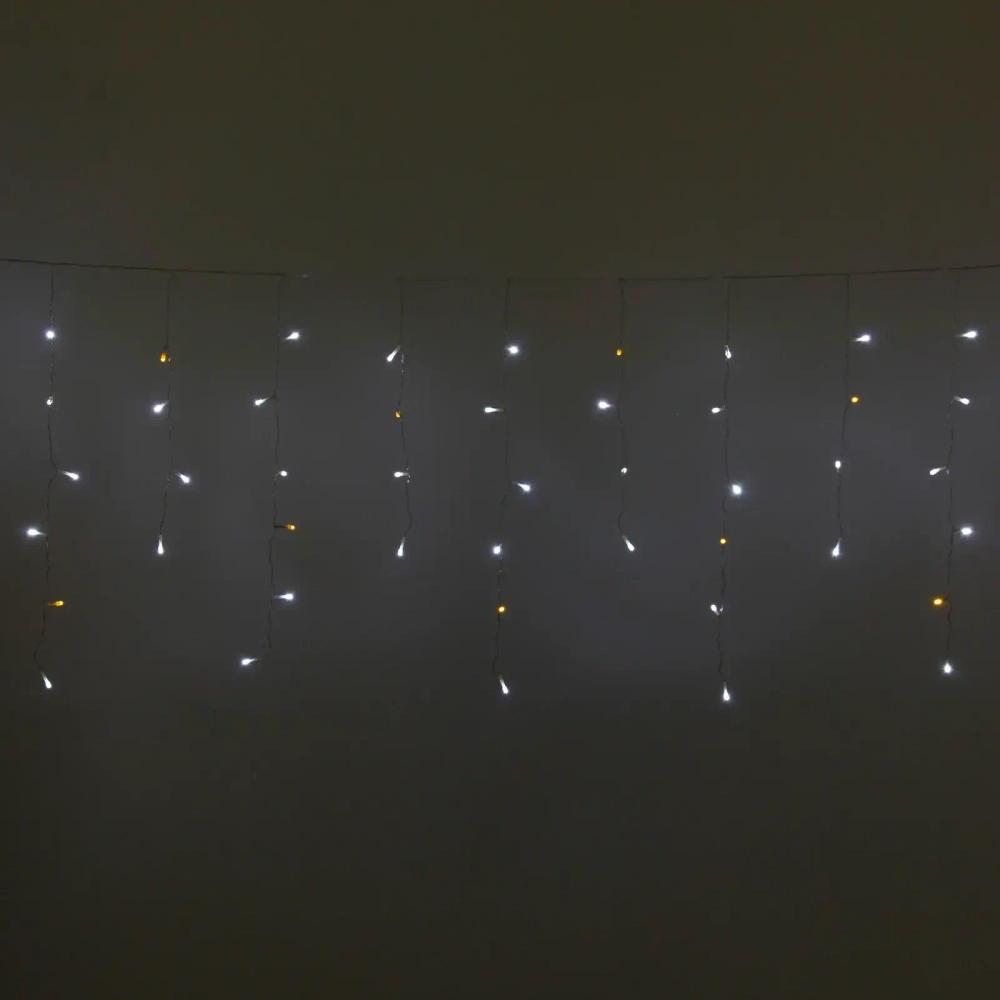 Гирлянда для улицы БАХРОМА «Мерцание» ш5м* в40/60см 180 ламп LED, прозр.пров,1 режим, IP-54, Белый/Теплый белый мерцает (возможность соединения)