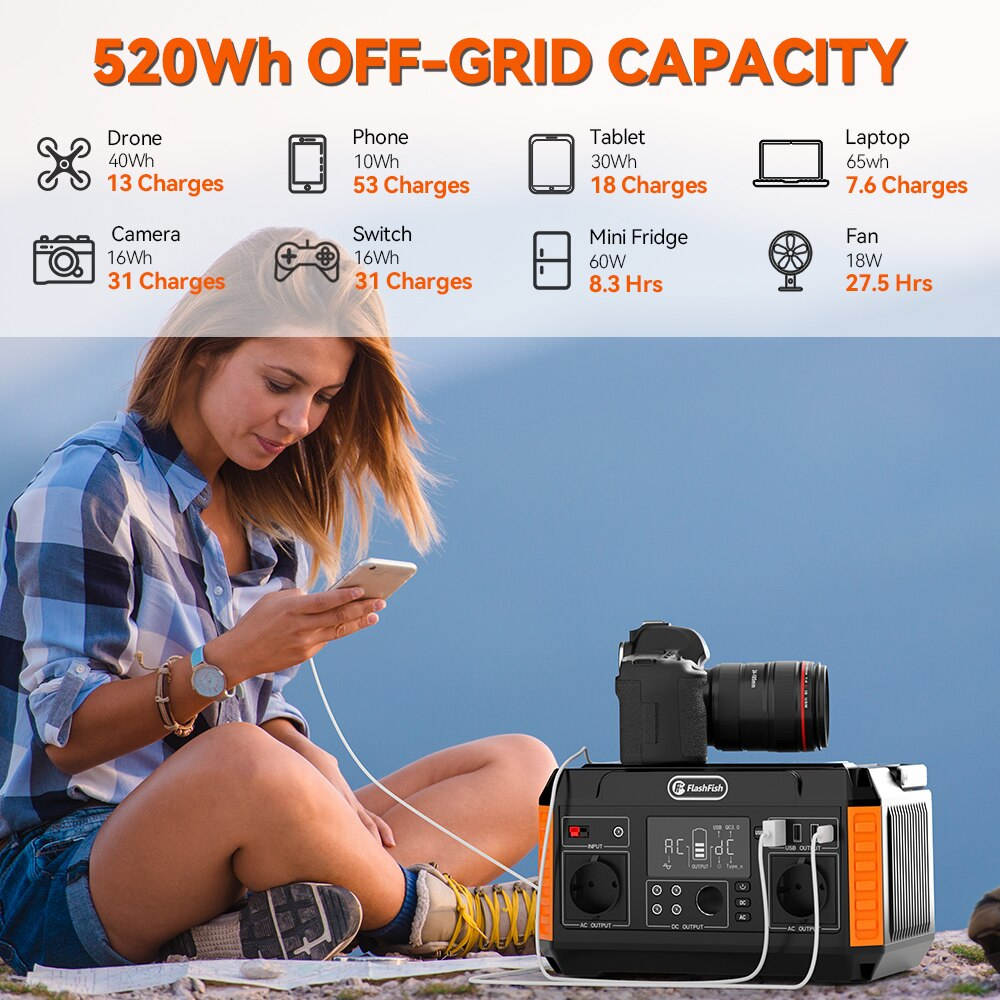 Электростанция портативная 520WH 140400mAh 500W P60 Flashfish