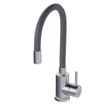 Смеситель для кухни 35k MIXLINE МЛНС-0325Х СЕРЫЙ гибкий силиконовый излив, п/гайку ХРОМ