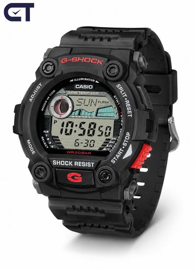 CASIO G-7900-1DR G-SHOCK мужские наручные часы — цифровая модель с графиком приливов, данными Луны и WR200