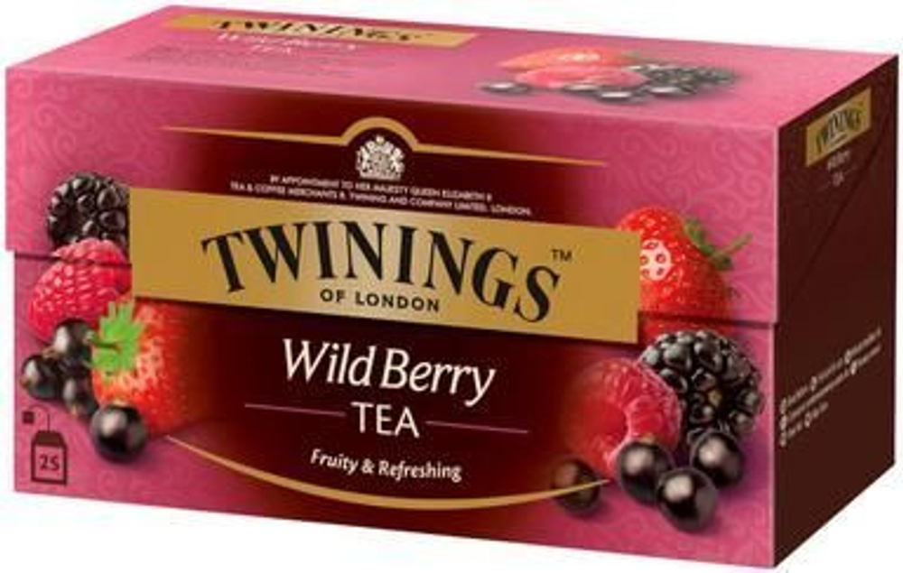 Чай черный Twinings "WildBerrry Tea" Лесные ягоды 25 пакетиков, 50 г (из Финляндии)