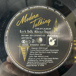 Винтажная виниловая пластинка LP Modern Talking, Let's Talk About Love (The 2nd Album) (Германия 1985)