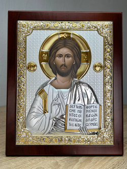 Спаситель, икона прямоугольная с рамкой, красное дерево 210х260