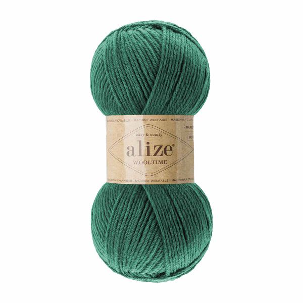 Пряжа Alize (Ализе) Wooltime / уп.5 мот. по 100 г, 200 м, 532 зелёный
