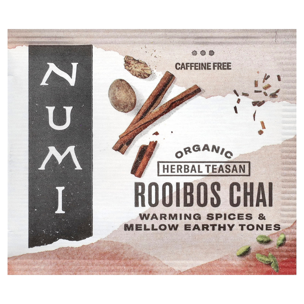 Numi Tea, Organic Herbal Teasan, чай ройбуш, без кофеина, 18 чайных пакетиков, 48,6 г (1,71 унции)