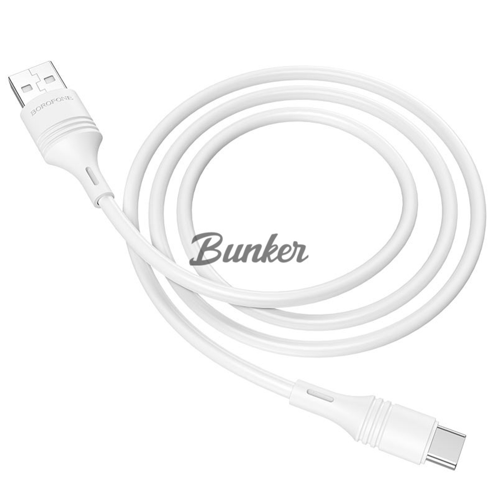 Кабель USB-Type-C Borofone BX43, белый пластик штекер, 1м, круглый белый ПВХ, 2.4А