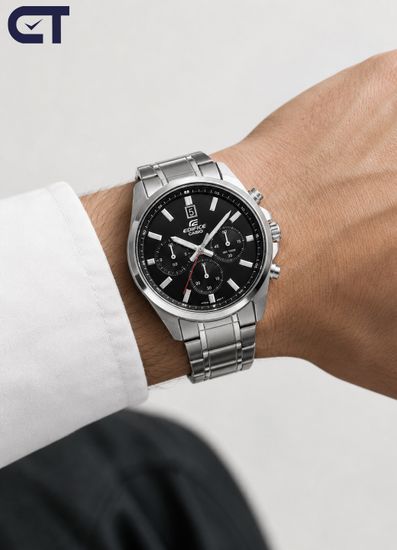 CASIO EFV-610D-1AVUDF EDIFICE мужские наручные часы — стальной хронограф с черный циферблатом