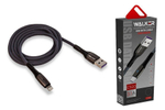 Кабель USB "WALKER" C920, 3.1А, Lightning, поддержка QC, индикатор, нейлон, черный