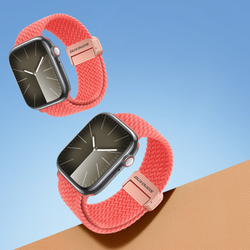Эластичный ремешок красного цвета (Guava) от Dux Ducis для смарт часов Apple Watch размером 42, 44, 45, 46, 49MM, серия Strap (Mixture Pro Series)