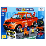 Конструктор пластмассовый 73эл. "UAZ Pickup. Ремонт дороги" коробка SB-5126 (Город мастеров)