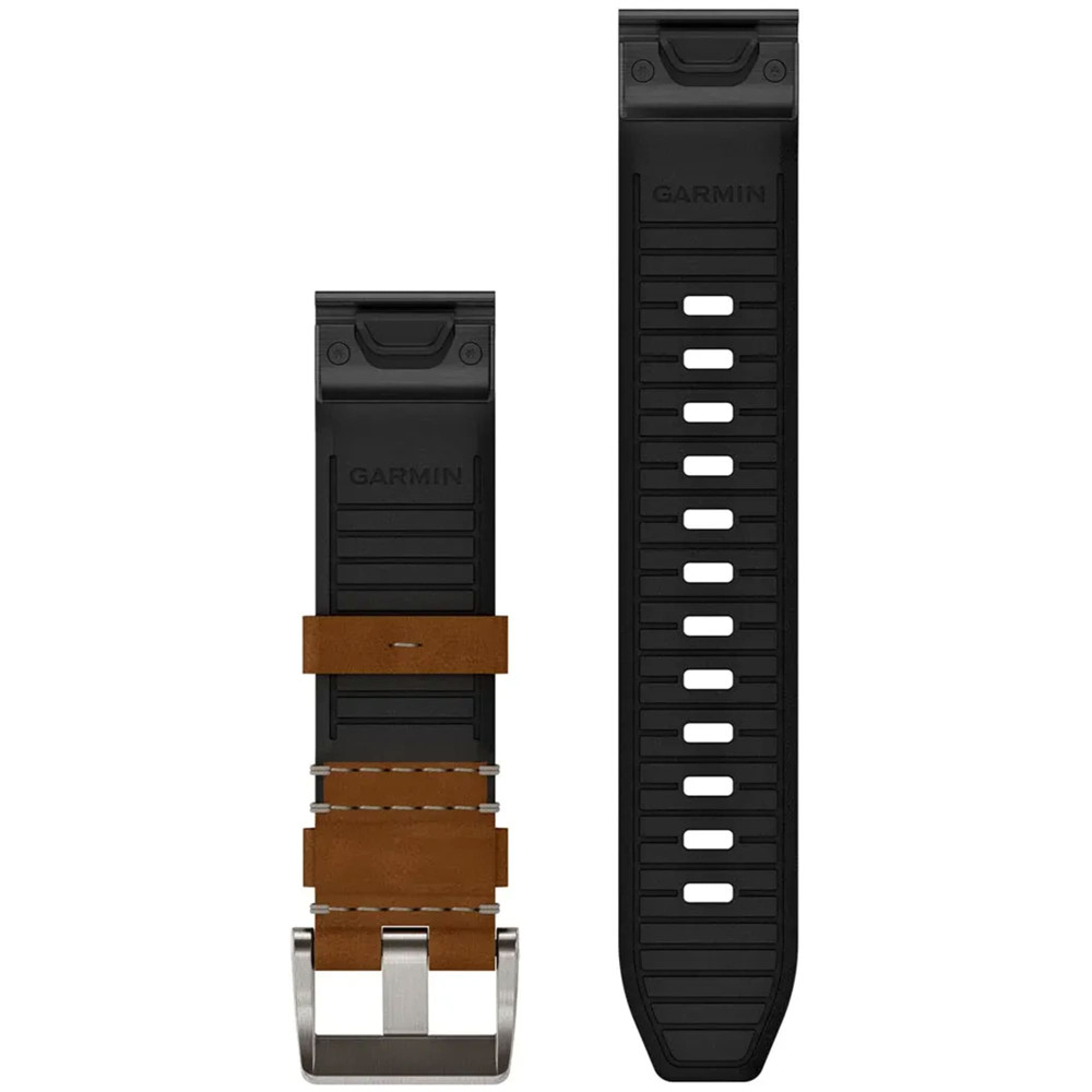 Кожаный ремешок Garmin QuickFit 22 мм Leather / FKM Hybrid Brown / Black