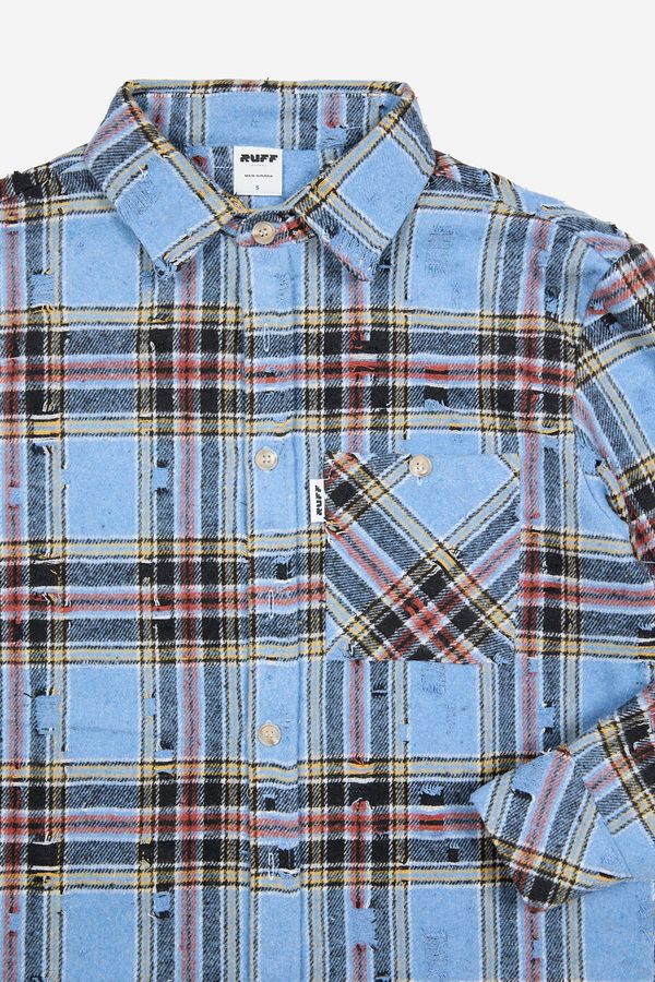 Рубашка ripped plaid синяя - фото 6