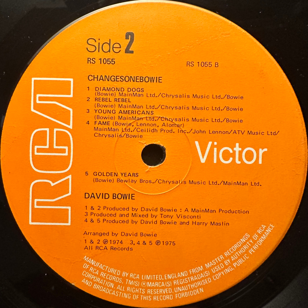 David Bowie ‎– ChangesOneBowie (Англия 1976г.)