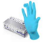 Перчатки смотровые нитриловые CONNECT, голубые, 50 пар (100 штук), размер M (средние).